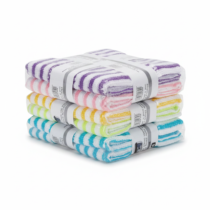 Pack of 5 microfiber kitchen towels folded and stacked